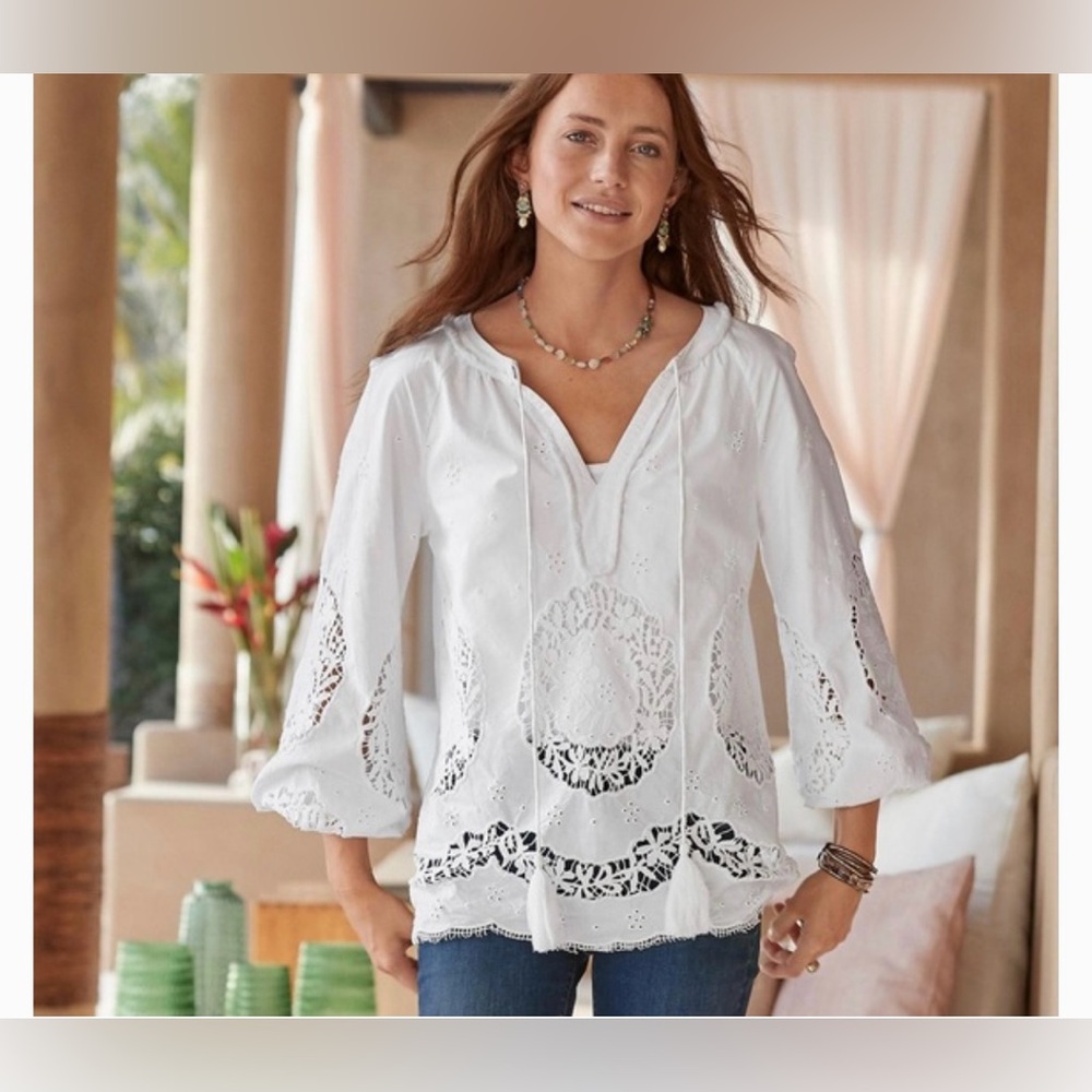 NWT Sundance Princesa Crochet Blouse boho eyelet cottage festival beach size XS - Picture 3 of 8